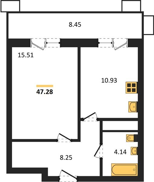 Фото №1: 1-комнатная квартира 47&nbsp;м², 8/18&nbsp;эт. - Знаменский, Карасунский внутригородской округ, мкр. Родные Просторы