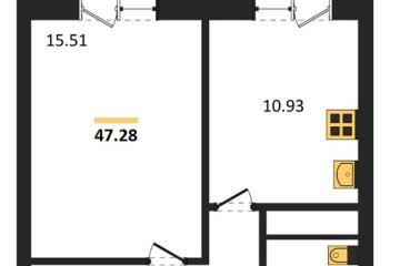 Фото №1: 1-комнатная квартира 47 м², 9/18 эт. - Знаменский, мкр. Родные Просторы,