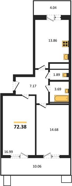 Фото №1: 2-комнатная квартира 72&nbsp;м², 10/18&nbsp;эт. - Знаменский, Карасунский внутригородской округ, мкр. Родные Просторы
