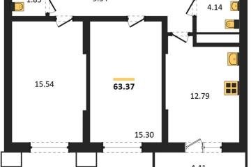 Фото №1: 2-комнатная квартира 63 м², 4/18 эт. - Знаменский, мкр. Родные Просторы,