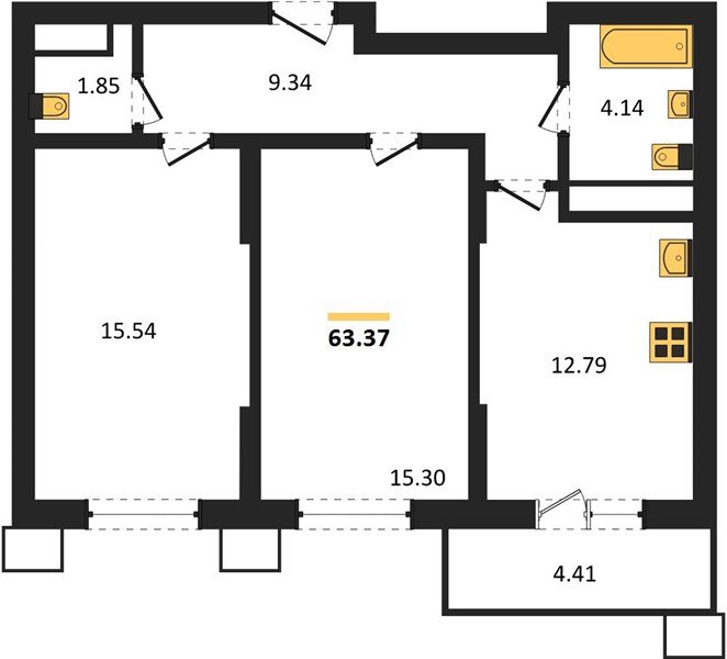 Фото №1: 2-комнатная квартира 63&nbsp;м², 13/18&nbsp;эт. - Знаменский, Карасунский внутригородской округ, мкр. Родные Просторы