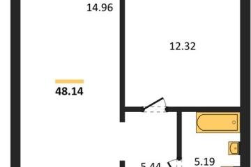 Фото №1: 1-комнатная квартира 48 м², 2/18 эт. - Знаменский, мкр. Родные Просторы,