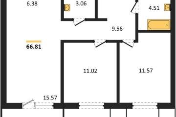 Фото №1: 2-комнатная квартира 66 м², 2/18 эт. - Знаменский, мкр. Родные Просторы,