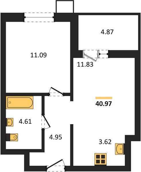 Фото №1: 1-комнатная квартира 40&nbsp;м², 9/18&nbsp;эт. - Знаменский, Карасунский внутригородской округ, мкр. Родные Просторы