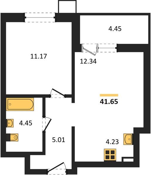 Фото №1: 1-комнатная квартира 41&nbsp;м², 17/18&nbsp;эт. - Знаменский, Карасунский внутригородской округ, мкр. Родные Просторы