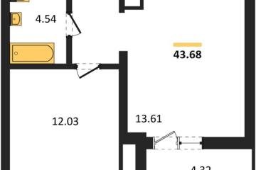 Фото №1: 1-комнатная квартира 43 м², 3/18 эт. - Знаменский, мкр. Родные Просторы,