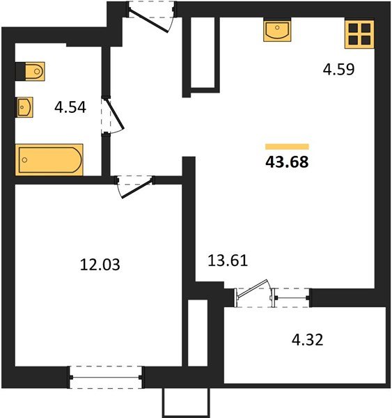Фото №1: 1-комнатная квартира 43&nbsp;м², 10/18&nbsp;эт. - Знаменский, Карасунский внутригородской округ, мкр. Родные Просторы