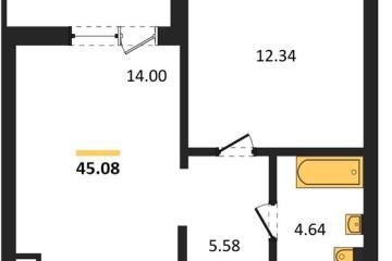 Фото №1: 1-комнатная квартира 45 м², 7/18 эт. - Знаменский, мкр. Родные Просторы,