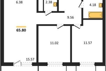 Фото №1: 2-комнатная квартира 65 м², 6/18 эт. - Знаменский, мкр. Родные Просторы,