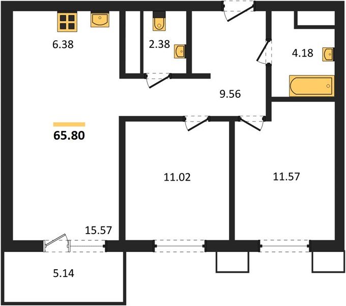 Фото №1: 2-комнатная квартира 65&nbsp;м², 6/18&nbsp;эт. - Знаменский, Карасунский внутригородской округ, мкр. Родные Просторы