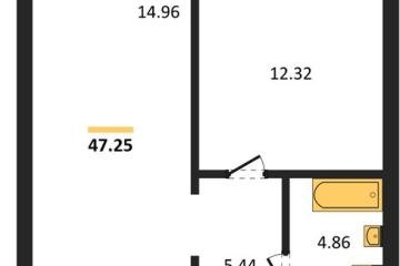 Фото №1: 1-комнатная квартира 47 м², 5/18 эт. - Знаменский, мкр. Родные Просторы,