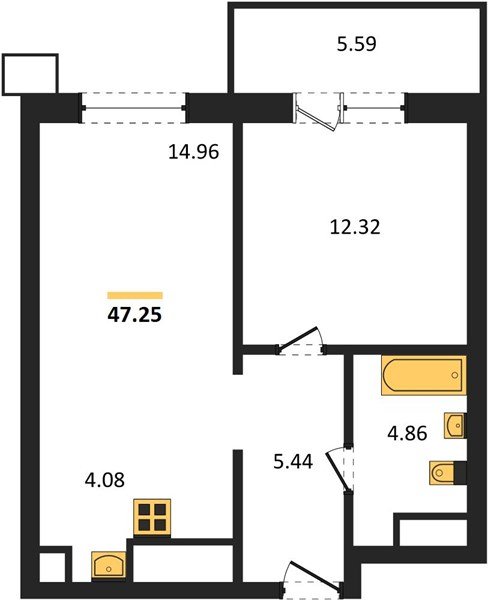 Фото №1: 1-комнатная квартира 47&nbsp;м², 10/18&nbsp;эт. - Знаменский, Карасунский внутригородской округ, мкр. Родные Просторы