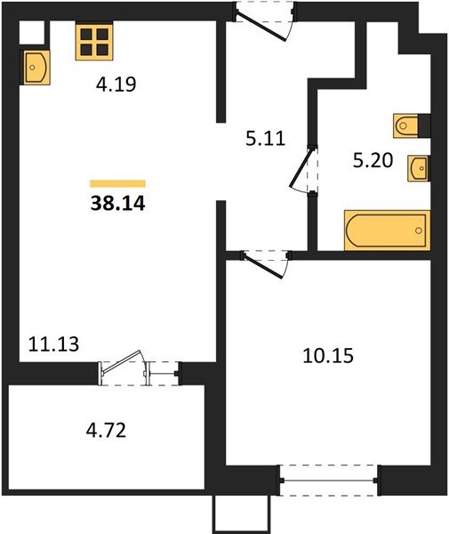 Фото №1: 1-комнатная квартира 40&nbsp;м², 2/18&nbsp;эт. - Знаменский, Карасунский внутригородской округ, мкр. Родные Просторы