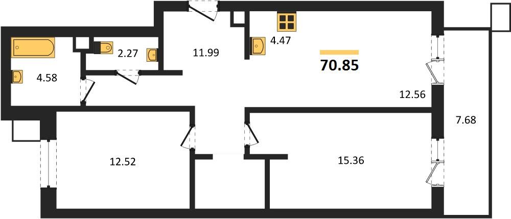 Фото №1: 2-комнатная квартира 74&nbsp;м², 2/18&nbsp;эт. - Знаменский, Карасунский внутригородской округ, мкр. Родные Просторы