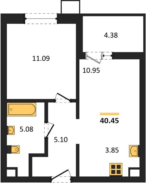 Фото №1: 1-комнатная квартира 40&nbsp;м², 2/18&nbsp;эт. - Знаменский, Карасунский внутригородской округ, мкр. Родные Просторы