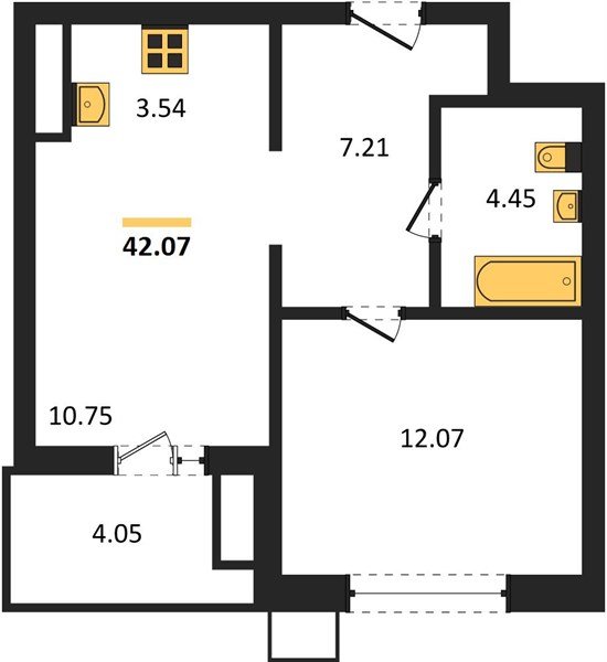 Фото №1: 1-комнатная квартира 42&nbsp;м², 17/18&nbsp;эт. - Знаменский, Карасунский внутригородской округ, мкр. Родные Просторы