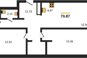 Фото №1: 2-комнатная квартира 73 м², 17/18 эт. - Знаменский, мкр. Родные Просторы,