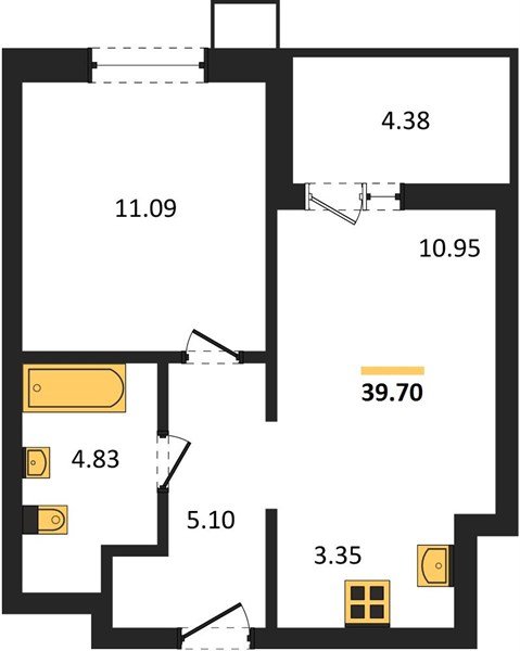 Фото №1: 1-комнатная квартира 39&nbsp;м², 7/18&nbsp;эт. - Знаменский, Карасунский внутригородской округ, мкр. Родные Просторы