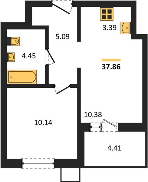 Фото №1: 1-комнатная квартира 37&nbsp;м², 17/18&nbsp;эт. - Знаменский, Карасунский внутригородской округ, мкр. Родные Просторы