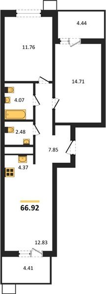 Фото №1: 2-комнатная квартира 66&nbsp;м², 8/18&nbsp;эт. - Знаменский, Карасунский внутригородской округ, мкр. Родные Просторы