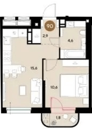 Фото №1: 1-комнатная квартира 35&nbsp;м², 9/18&nbsp;эт. - Краснодар, мкр. Прикубанский внутригородской округ