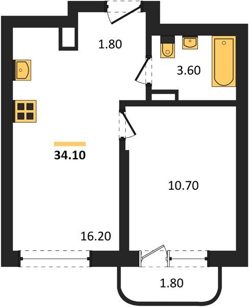 Фото №1: 1-комнатная квартира 34&nbsp;м², 9/18&nbsp;эт. - Краснодар, мкр. Прикубанский внутригородской округ
