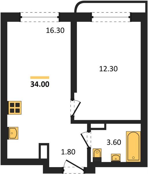 Фото №1: 1-комнатная квартира 34&nbsp;м², 13/18&nbsp;эт. - Краснодар, мкр. Прикубанский внутригородской округ