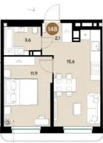 Фото №1: 1-комнатная квартира 33&nbsp;м², 15/18&nbsp;эт. - Краснодар, мкр. Прикубанский внутригородской округ