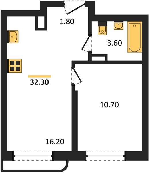 Фото №1: 1-комнатная квартира 32&nbsp;м², 14/18&nbsp;эт. - Краснодар, мкр. Прикубанский внутригородской округ