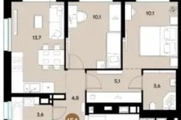 Фото №1: 2-комнатная квартира 51 м², 13/18 эт. - Краснодар, мкр. Прикубанский внутригородской округ,