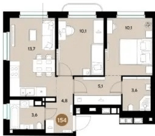 Фото №1: 2-комнатная квартира 51&nbsp;м², 13/18&nbsp;эт. - Краснодар, мкр. Прикубанский внутригородской округ
