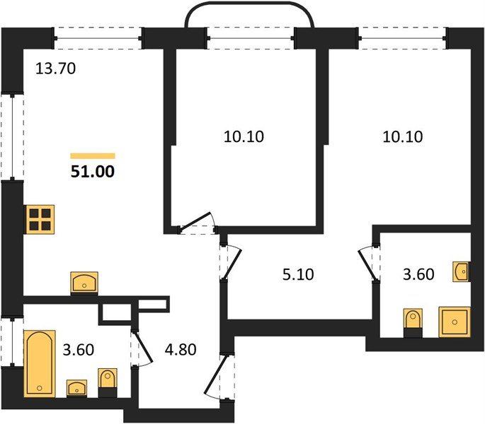 Фото №1: 2-комнатная квартира 51&nbsp;м², 15/18&nbsp;эт. - Краснодар, мкр. Прикубанский внутригородской округ