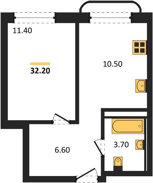 Фото №1: 1-комнатная квартира 32&nbsp;м², 11/18&nbsp;эт. - Краснодар, мкр. Прикубанский внутригородской округ