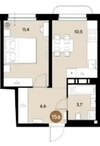 Фото №1: 1-комнатная квартира 32&nbsp;м², 12/18&nbsp;эт. - Краснодар, мкр. Прикубанский внутригородской округ