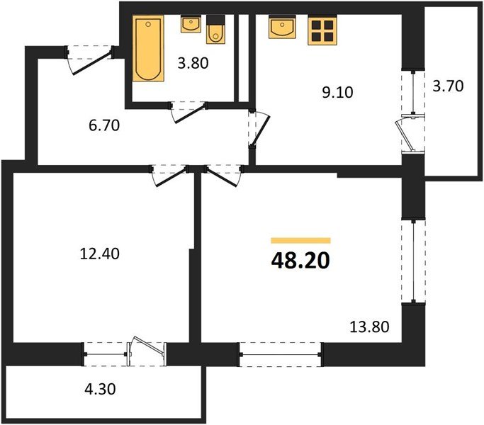 Фото №1: 2-комнатная квартира 48&nbsp;м², 7/9&nbsp;эт. - Краснодар, Прикубанский внутригородской округ, мкр. Прикубанский внутригородской округ