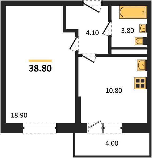 Фото №1: 1-комнатная квартира 38&nbsp;м², 2/9&nbsp;эт. - Краснодар, Прикубанский внутригородской округ, мкр. Прикубанский внутригородской округ