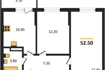 Фото №1: 2-комнатная квартира 52 м², 8/9 эт. - Краснодар, мкр. Прикубанский внутригородской округ,