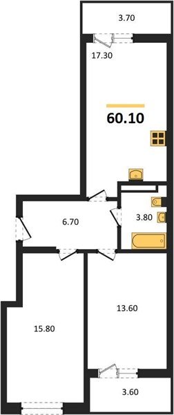 Фото №1: 2-комнатная квартира 60&nbsp;м², 9/9&nbsp;эт. - Краснодар, Прикубанский внутригородской округ, мкр. Прикубанский внутригородской округ