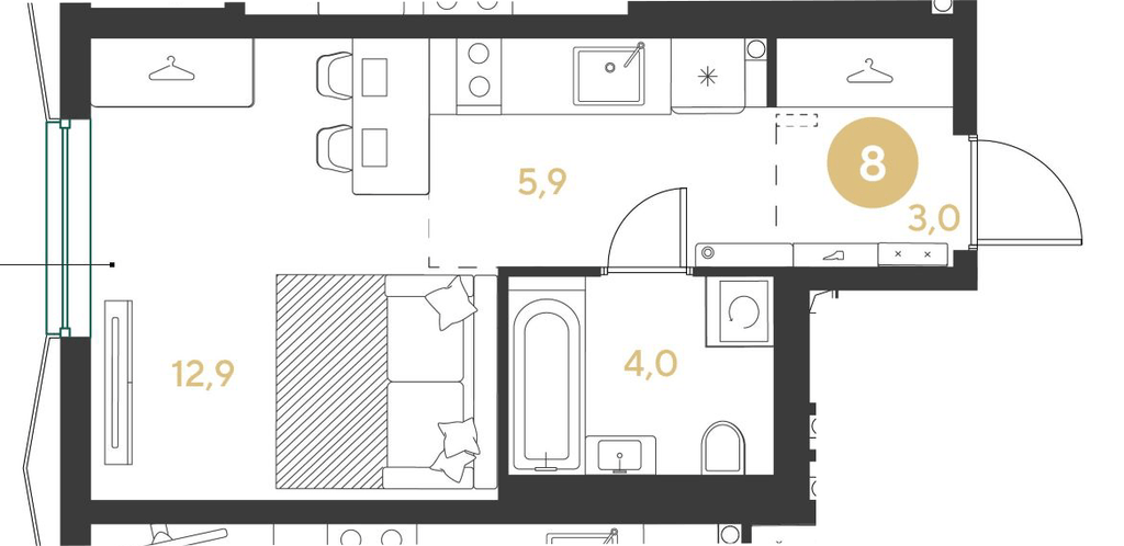 Фото №1: Студия 25&nbsp;м², 2/18&nbsp;эт. - Краснодар, мкр. Прикубанский внутригородской округ