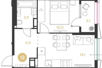 Фото №1: 1-комнатная квартира 37 м², 14/18 эт. - Краснодар, мкр. Прикубанский внутригородской округ,