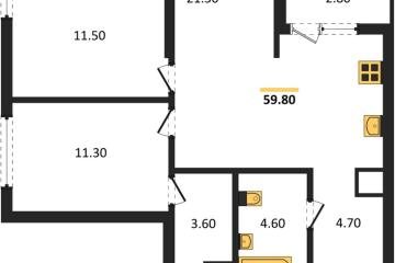 Фото №1: 2-комнатная квартира 59 м², 5/18 эт. - Краснодар, мкр. Прикубанский внутригородской округ,