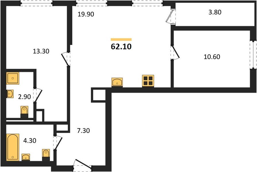 Фото №1: 2-комнатная квартира 62&nbsp;м², 17/18&nbsp;эт. - Краснодар, мкр. Прикубанский внутригородской округ