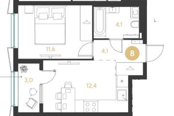 Фото №1: 1-комнатная квартира 35 м², 2/9 эт. - Краснодар, мкр. Прикубанский внутригородской округ,