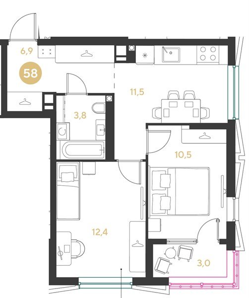 Фото №1: 2-комнатная квартира 48&nbsp;м², 7/9&nbsp;эт. - Краснодар, мкр. Прикубанский внутригородской округ