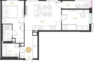Фото №1: 2-комнатная квартира 62 м², 4/18 эт. - Краснодар, мкр. Прикубанский внутригородской округ,