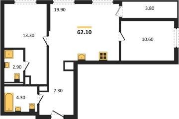Фото №1: 2-комнатная квартира 62 м², 8/18 эт. - Краснодар, мкр. Прикубанский внутригородской округ,