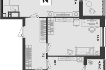 Фото №1: 2-комнатная квартира 64 м², 8/9 эт. - Краснодар, мкр. жилой комплекс Зелёная Территория,