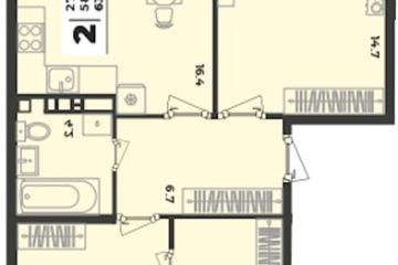 Фото №1: 2-комнатная квартира 63 м², 7/9 эт. - Краснодар, мкр. жилой комплекс Зелёная Территория,