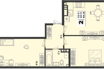 Фото №1: 2-комнатная квартира 64 м², 7/9 эт. - Краснодар, мкр. жилой комплекс Зелёная Территория,