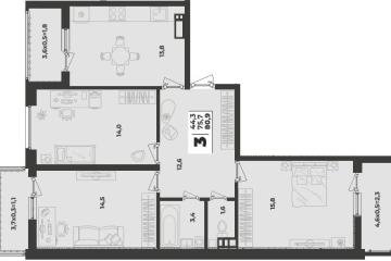 Фото №1: 3-комнатная квартира 80 м², 7/9 эт. - Краснодар, мкр. жилой комплекс Зелёная Территория,